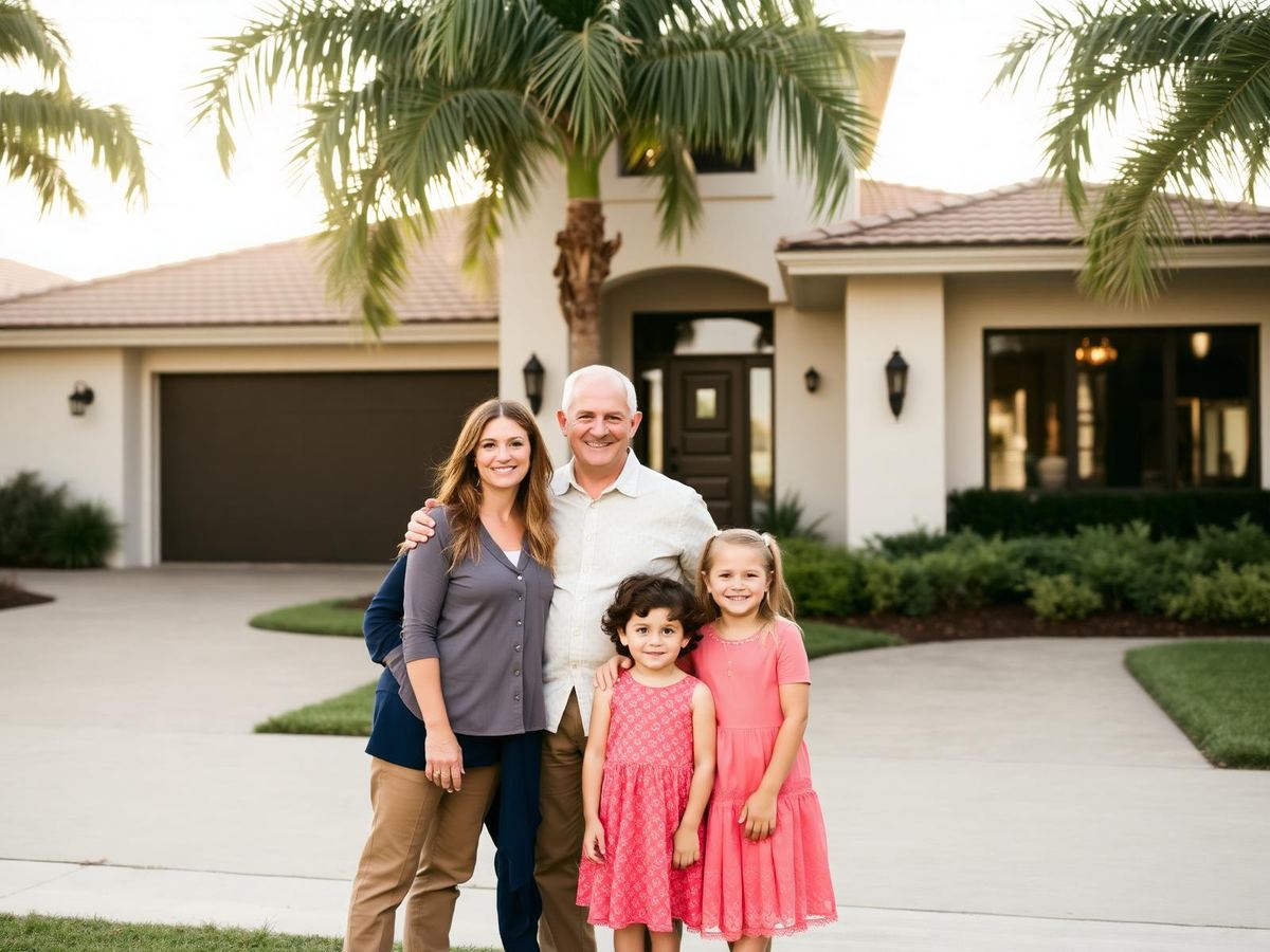 Independent Florida insurance agent reviewing coverage options with a local family